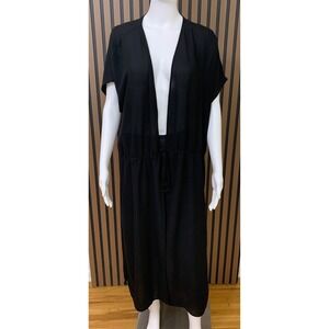 J. Jill Wearever Women's Black Maxi Dress Cover Up Drawstring Waist XL